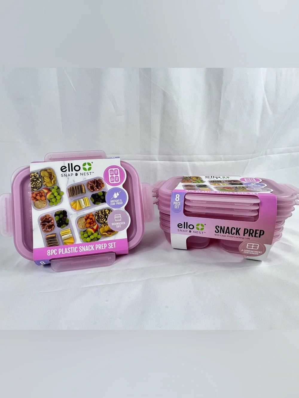 ello Snap & Nest 8pc Plastic Snack Prep Set (16 Piece Total)